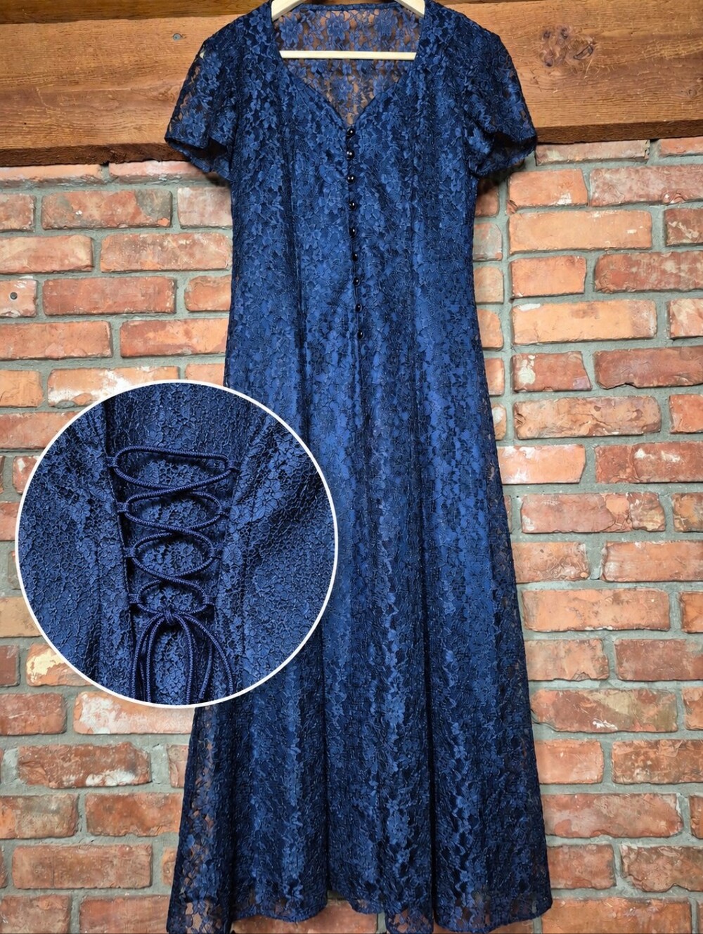 ALGO Corset Lace Back Floral Maxi Dress Romantic Gothic Formal Gown